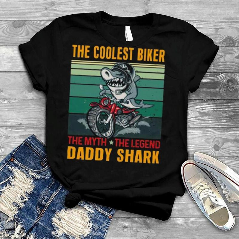 Bikergod Motorcycle The coolest biker Daddy Shark T-shirt Design 2D Full Printed Sizes S - 5XL - NARA511
