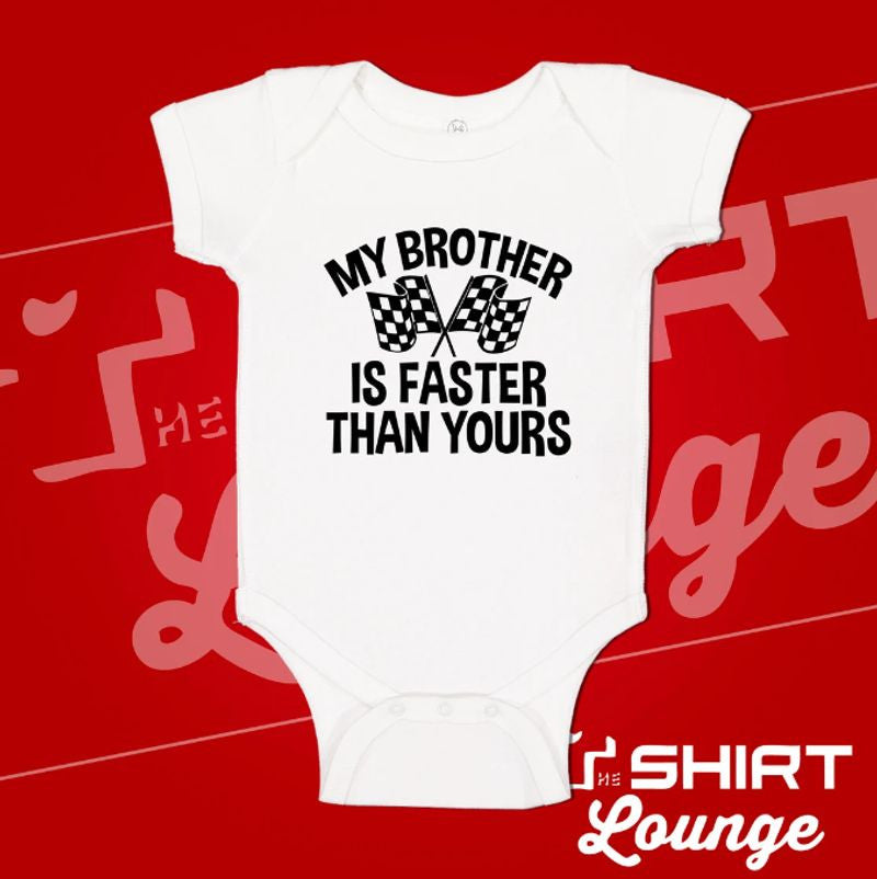 Bikergod Motorcycle My Brother Is Faster Than Yours COTTON Baby Onesie Bodysuit NAZA274