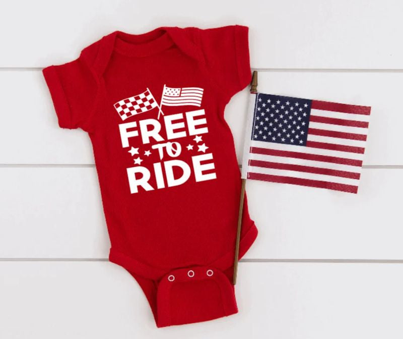 Bikergod Motorcycle Free To Ride 4th of July COTTON Baby Onesie Bodysuit NAVA348