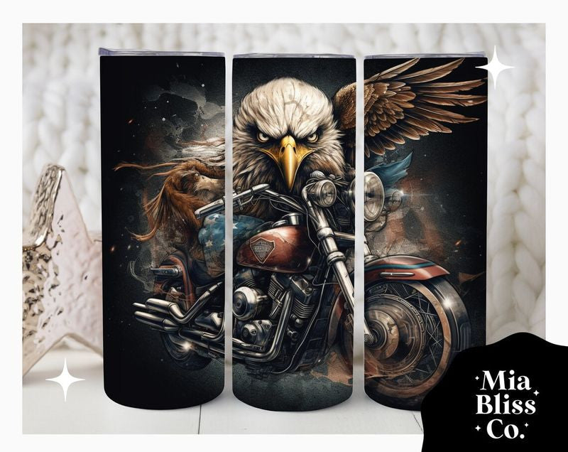 Bikergod Motorcycle Eagle Stainless Steel 20 Oz Straight Cup- NAIA346