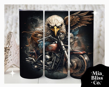 Bikergod Motorcycle Eagle Stainless Steel 20 Oz Straight Cup- NAIA346