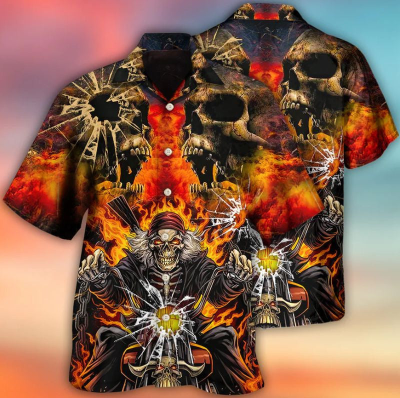 Bikergod Motorcycle Skull Biker Hawaii Shirt Design 3D Full Printed Sizes S - 5XL NASA467A