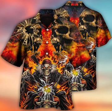 Bikergod Motorcycle Skull Biker Hawaii Shirt Design 3D Full Printed Sizes S - 5XL NASA467A