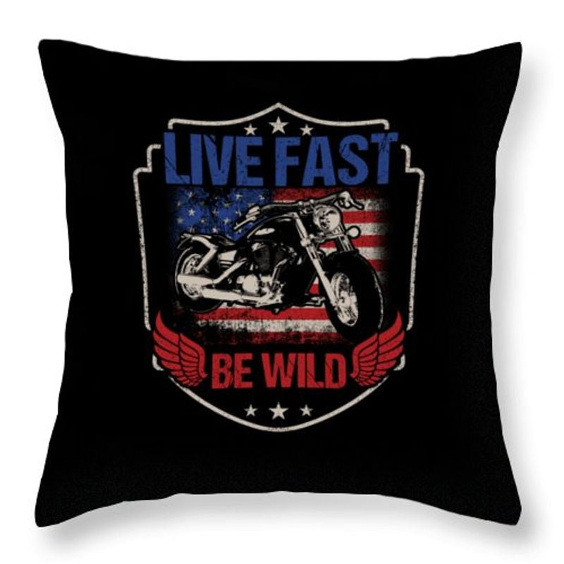 Bikergod Motorcycle Live Fast Be Wild Motocross USA Flag Pillow Case Design 3D Full Printed NAXA118