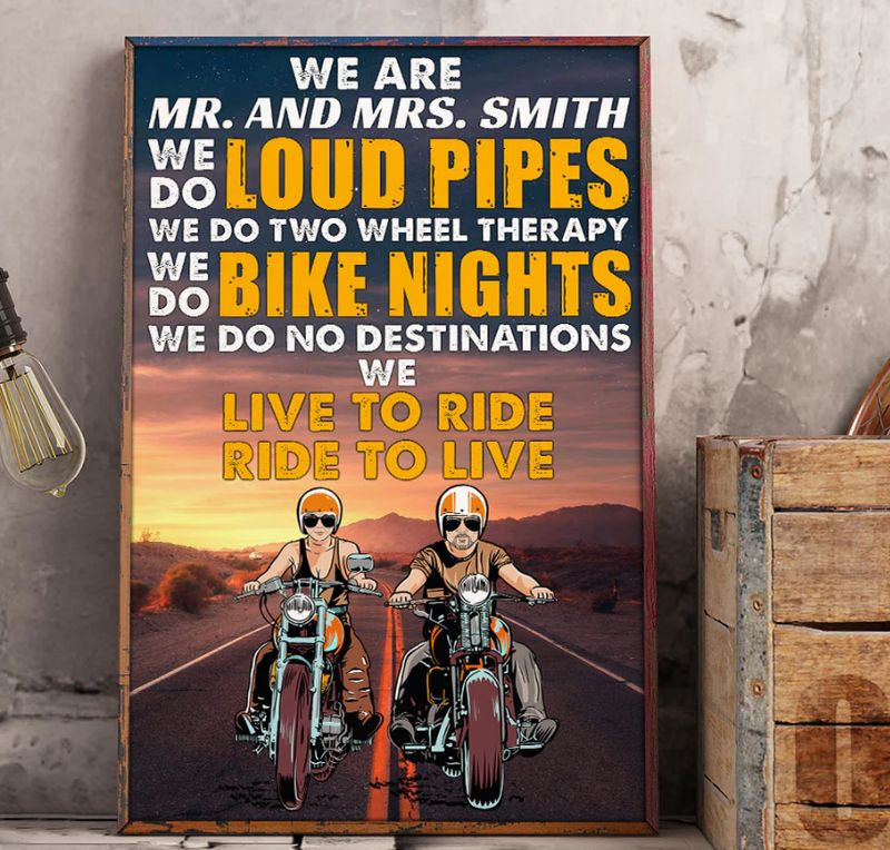 Bikergod Motorcycle Live To Ride Ride To Live Motorcycle Couple Custom Names Poster NASA74