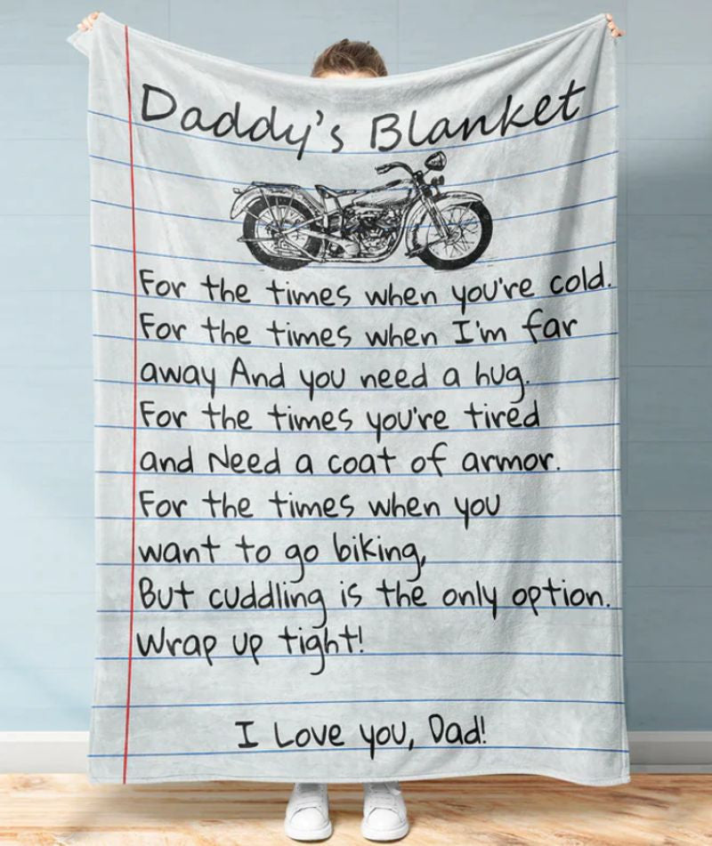Bikergod Motorcycle Daddy's Blanket Gift To My Dad On Father's Day For The Times You're Tired Blanket NAIA20