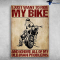 Bikergod Motorcycle I Just Want To Ride My Bike Vintage Poster NAIA156