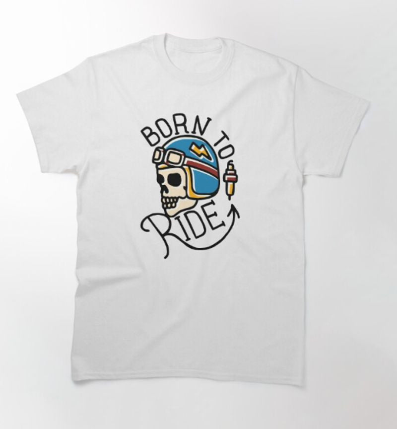 Bikergod Motorcycle Skull Born To Ride T-shirt Design 2D Full Printed Sizes S - 5XL - NAPA590