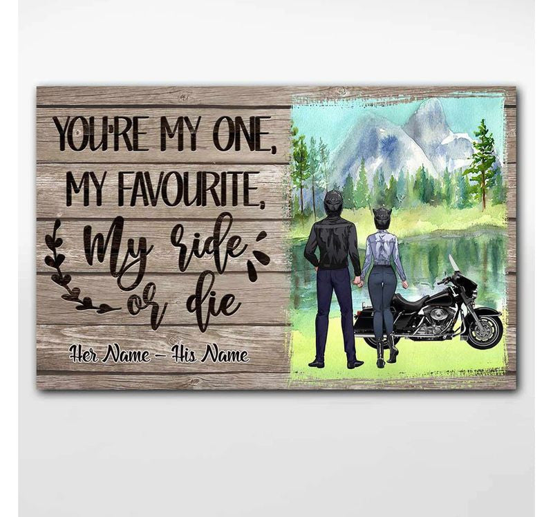 Bikergod Motorcycle You Are My One Motorycle Couple Custom Names Poster NANA146