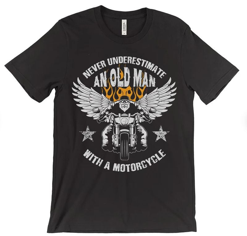 Bikergod Motorcycles An Old Man With A Motorcycle T-shirt Design 2D Full Printed Sizes S - 5XL - NAFA294