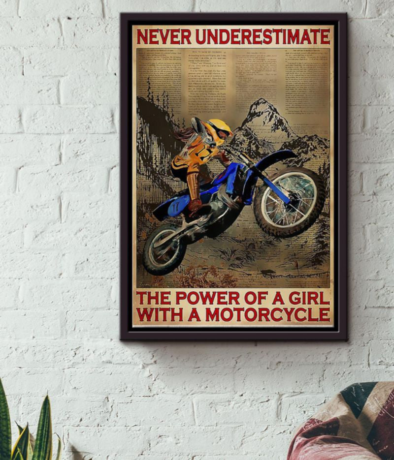 Bikergod Motorcycle THE POWER OF A GIRL WITH A MOTORCYCLE Vintage Poster NANA272