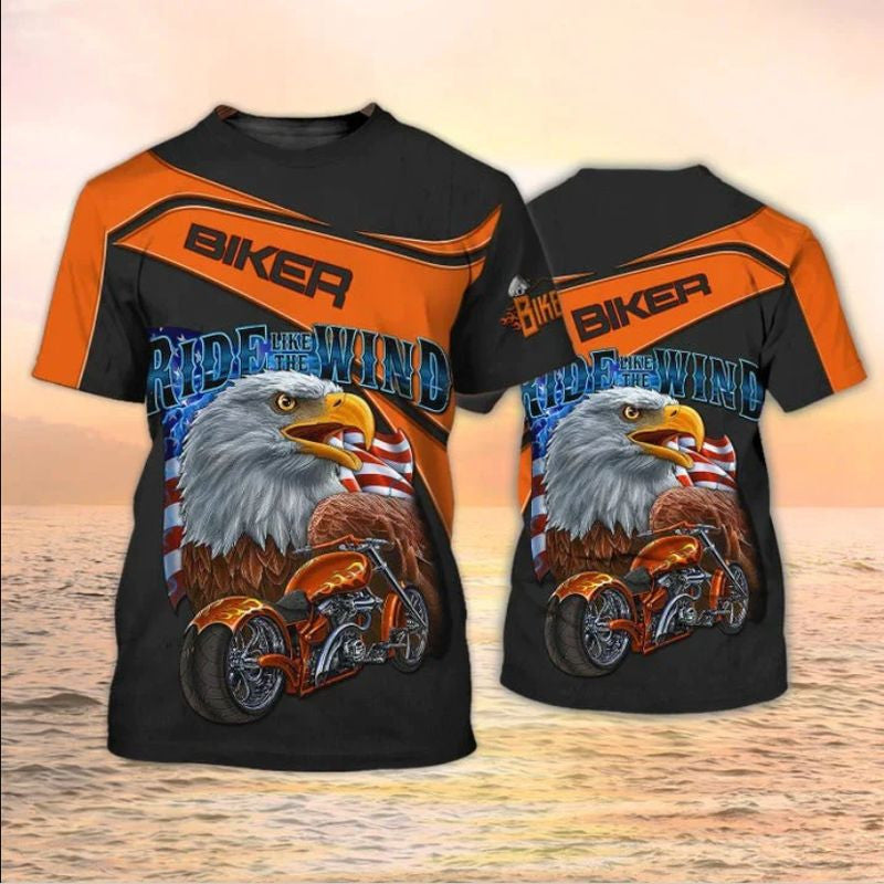 Bikergod Motorcycle Eagle Biker Ride Like The Wind T-shirt Design 3D Full Printed Sizes S - 5XL - NASA459