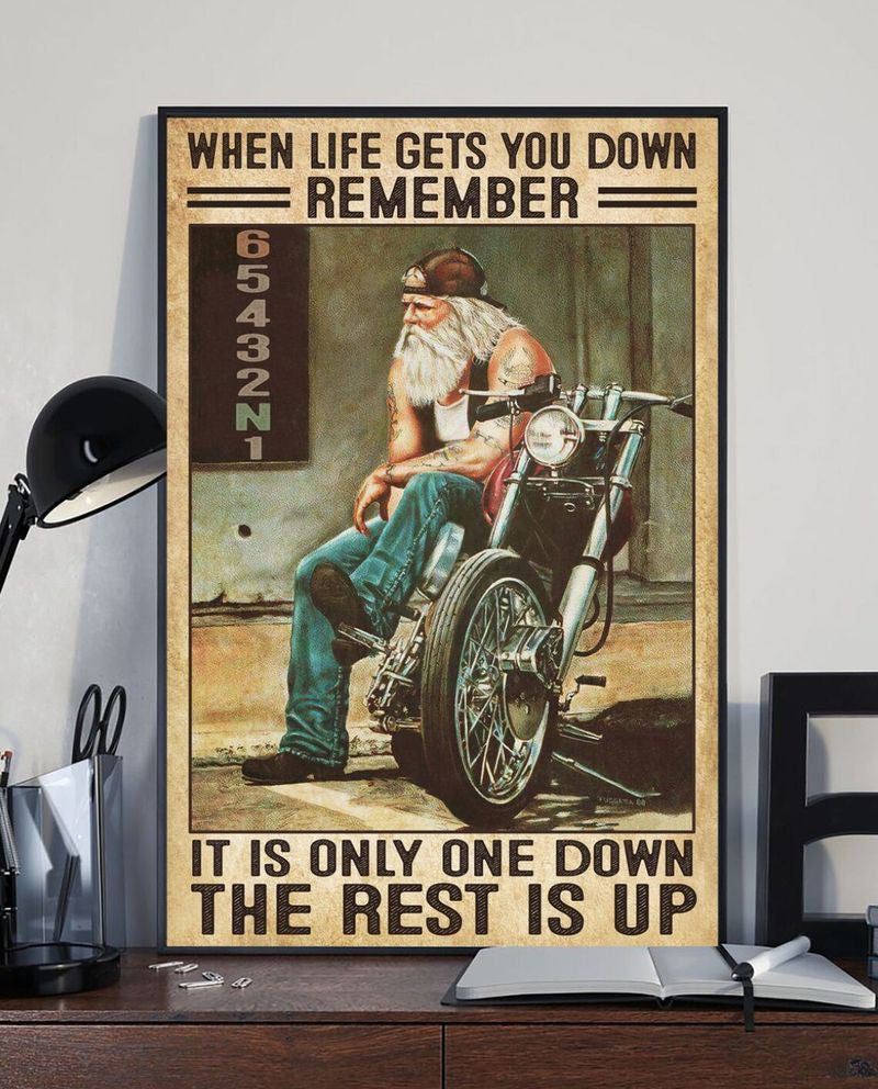 Bikergod Motorcycle When Life Get You Down Remember Vintage Poster NANA222