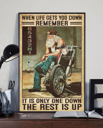 Bikergod Motorcycle When Life Get You Down Remember Vintage Poster NANA222