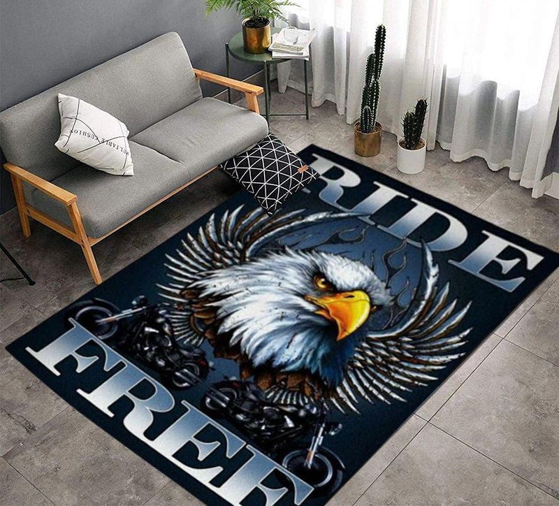 Bikergod Motorcycle Eagle Bikers Ride Free Rug Home Floor Decor NACA105