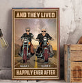 Bikergod Motorcycle And They Lived Happily Ever After Motorcycle Couple Custom Names Poster NASA77