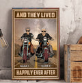 Bikergod Motorcycle And They Lived Happily Ever After Motorcycle Couple Custom Names Poster NASA77