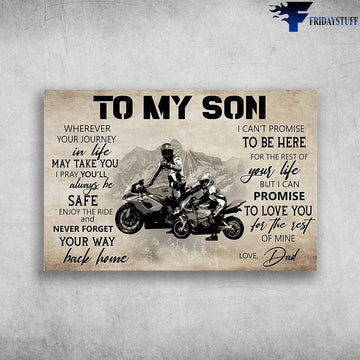 Bikergod Motorcycle Dad And Son Biker Wherever Your Journey In Life May Take You Vintage Poster NAIA172