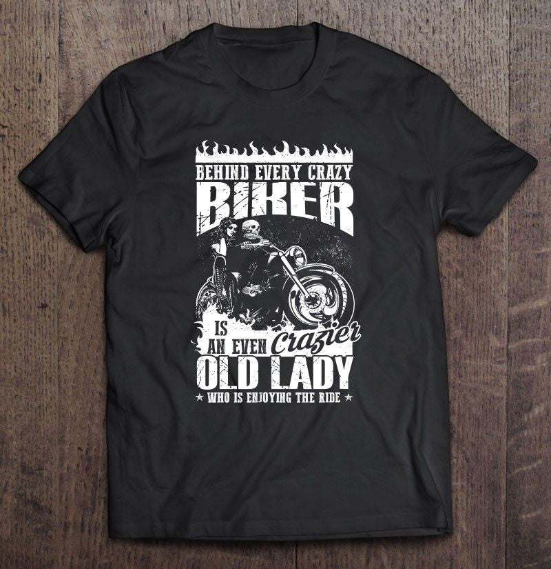 Bikergod Motorcycle Biker Couple Behind Every Crazy Biker T-shirt Design 2D Full Printed Sizes S - 5XL - NAIA274