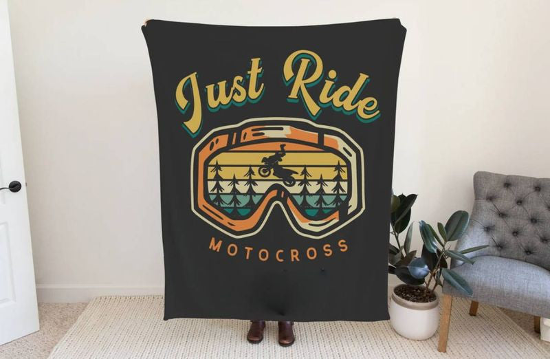 Bikergod Motorcycle Just Ride Motocross Vintage Blanket NASA432