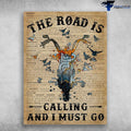 Bikergod Motorcycle The Road Is Calling, And I Must Go Vintage Poster NAIA133