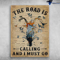 Bikergod Motorcycle The Road Is Calling, And I Must Go Vintage Poster NAIA133