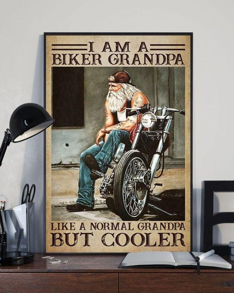 Bikergod Motorcycle I Am A Biker Grandpa Like A Normal Grandpa But Cooler Vintage Poster NANA168