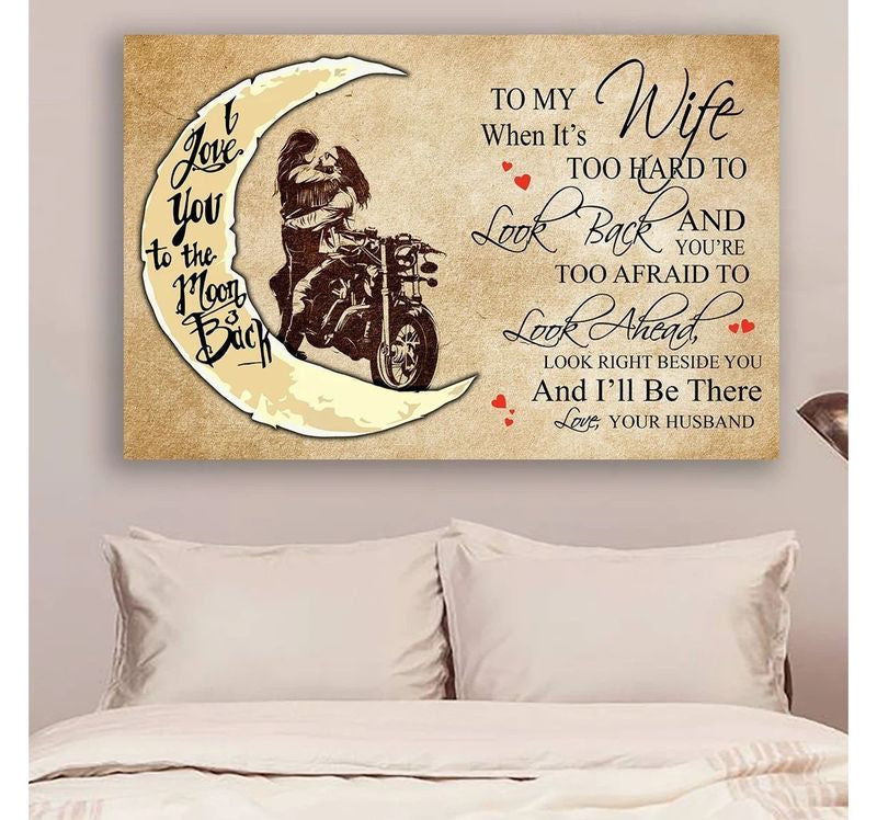 Bikergod Motorcycle Husband To Wife When It's Too Hard To Look Back Biker Couple Poster NANA155