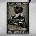 Bikergod Motorcycle Easily Distracted By Dogs And Motorcycles Vintage Poster NAIA200