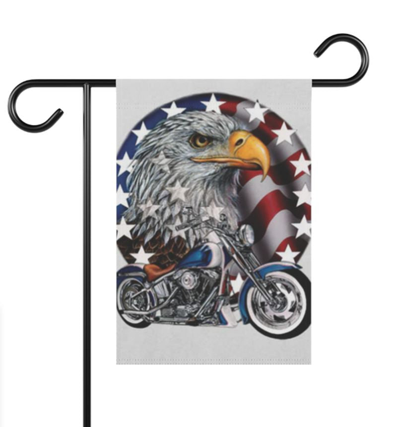 Bikergod Motorcycle Fourth of July Independence Day Garden Flag NAXA71D