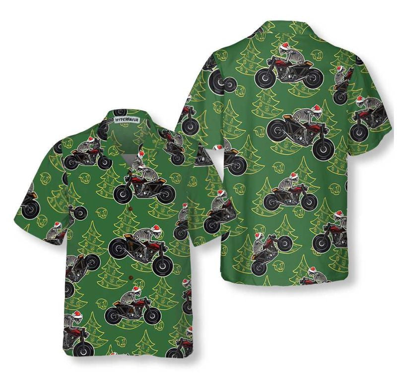 Bikergod Motorcycle Skeleton Riding Motorcycle Hawaii Shirt Design 3D Full Printed Sizes S - 5XL NAIA02