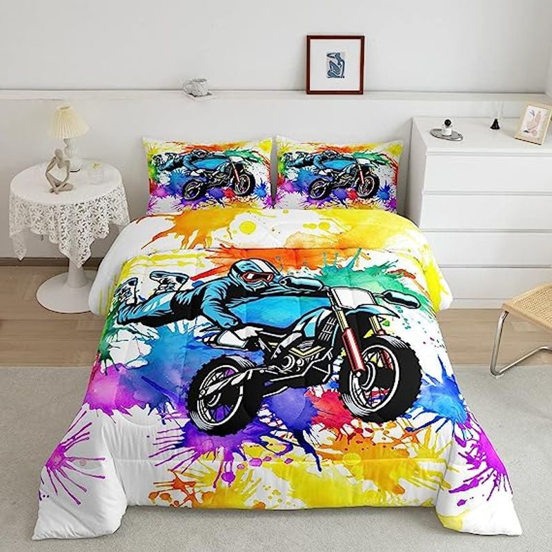 Bikergod Motorcycle  Dirt Bike Bedding Set Cover Design 3D - NAIA380