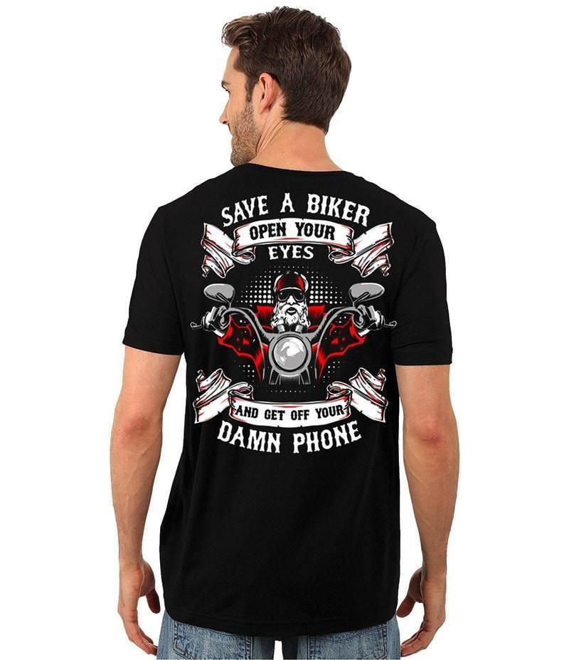 Bikergod Motorcycle Save A Biker Open Your Eyes T-shirt Design 2D Full Printed Sizes S - 5XL - NASA06