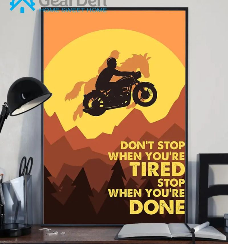 Bikergod Motorcycle Stop When You Are Done Vintage Poster NANA251