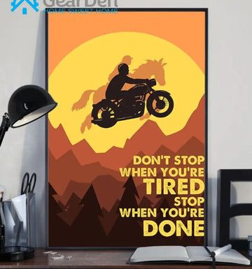 Bikergod Motorcycle Stop When You Are Done Vintage Poster NANA251
