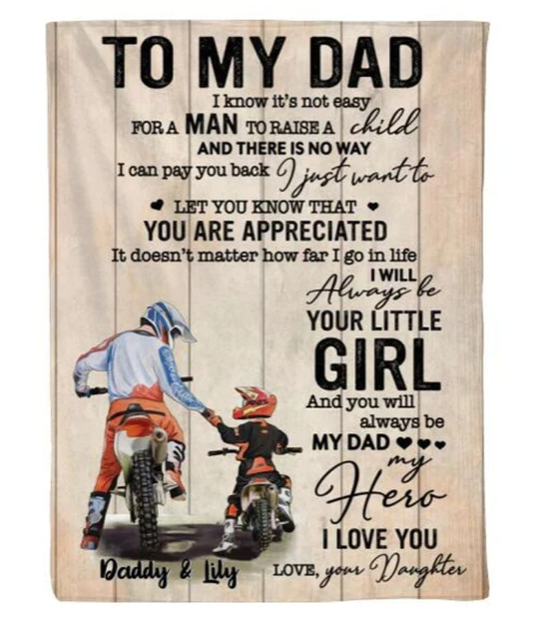 Bikergod Motorcycle To My Dad Custom Name Blanket NMBL026
