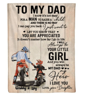 Bikergod Motorcycle To My Dad Custom Name Blanket NMBL026
