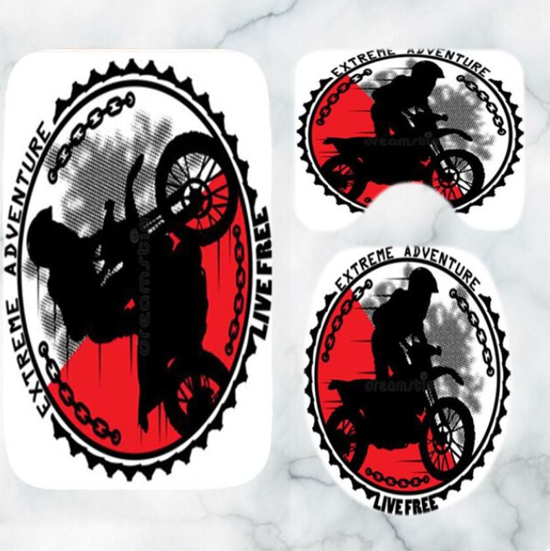 Bikergod Motorcycle Extreme Adventure For Life Bathroom Decor Set NMBR26