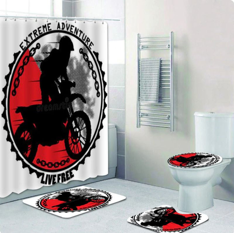 Bikergod Motorcycle Extreme Adventure For Life Bathroom Decor Set NMBR26