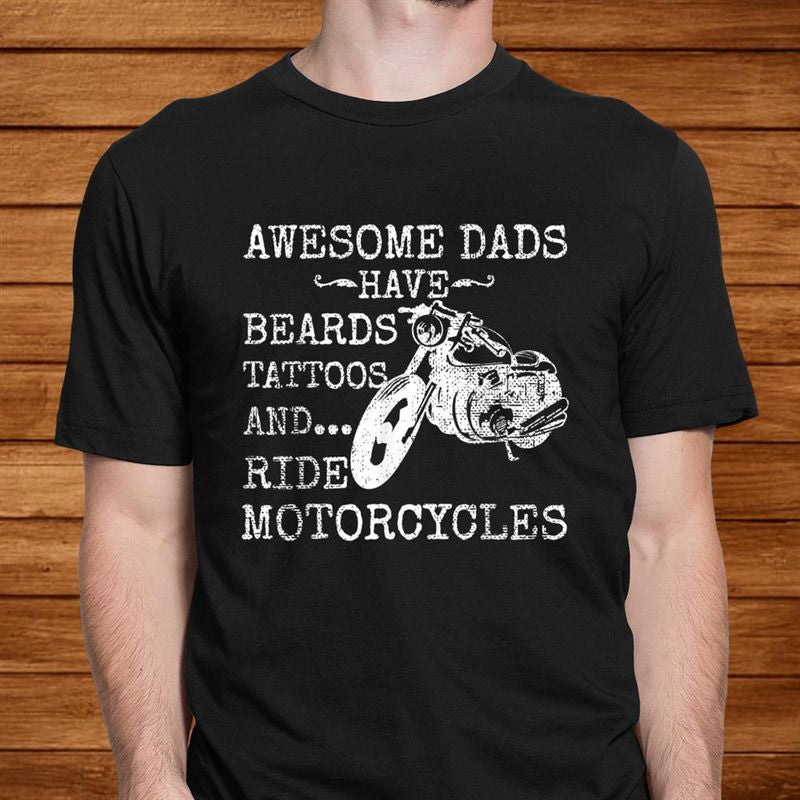 Bikergod Motorcycle Awesome Dad Have Beard Tattoos And Ride Motorcycles T-shirt Design 2D Full Printed Sizes S - 5XL - NANA339