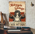 Bikergod Motorcycle Biker Lady Motorcycle Garage I Ride My Own Vintage Poster NANA301