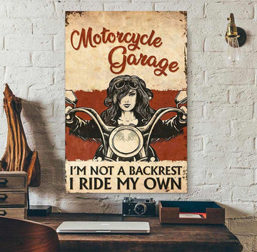 Bikergod Motorcycle Biker Lady Motorcycle Garage I Ride My Own Vintage Poster NANA301
