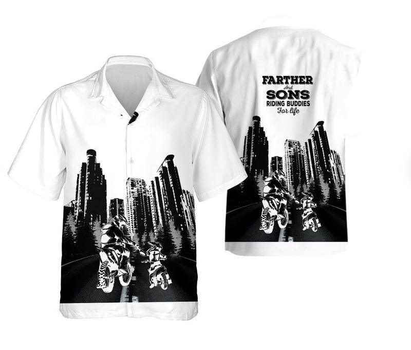 Bikergod Motorcycle Father And Son Riding Partner For Life Hawaii Shirt Design 3D Full Printed Sizes S - 5XL NASA476