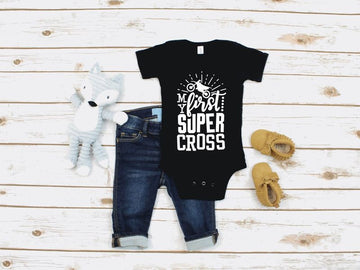 Bikergod Motorcycle My First Supercross COTTON Baby Onesie Bodysuit NAVA349