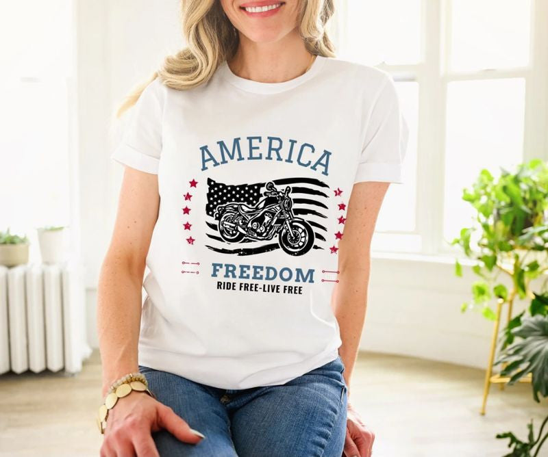 Bikergod Motorcycle Freedom Ride Free Live Free T-shirt Design 2D Full Printed Sizes S - 5XL - NAVA381