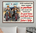 Bikergod Motorcycle God Realized His Biker Need A Partner Motorcycle Couple Custom Names Poster NASA79