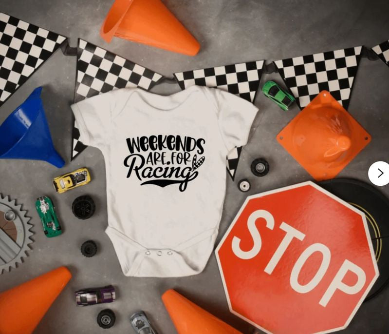 Bikergod Motorcycle Weekends Are For Racing COTTON Baby Onesie Bodysuit NAVA361