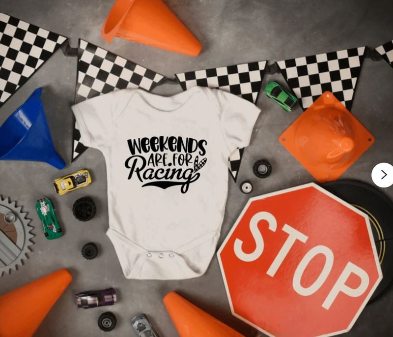 Bikergod Motorcycle Weekends Are For Racing COTTON Baby Onesie Bodysuit NAVA361