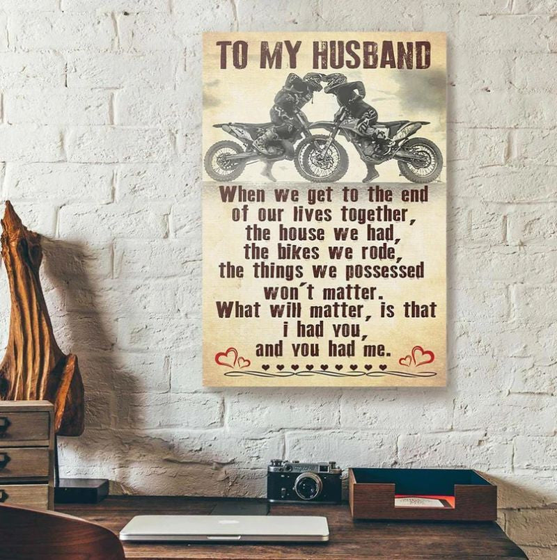 Bikergod Motorcycle To My Husband Biker Couple When We Get To The End Vintage Poster NAIA17