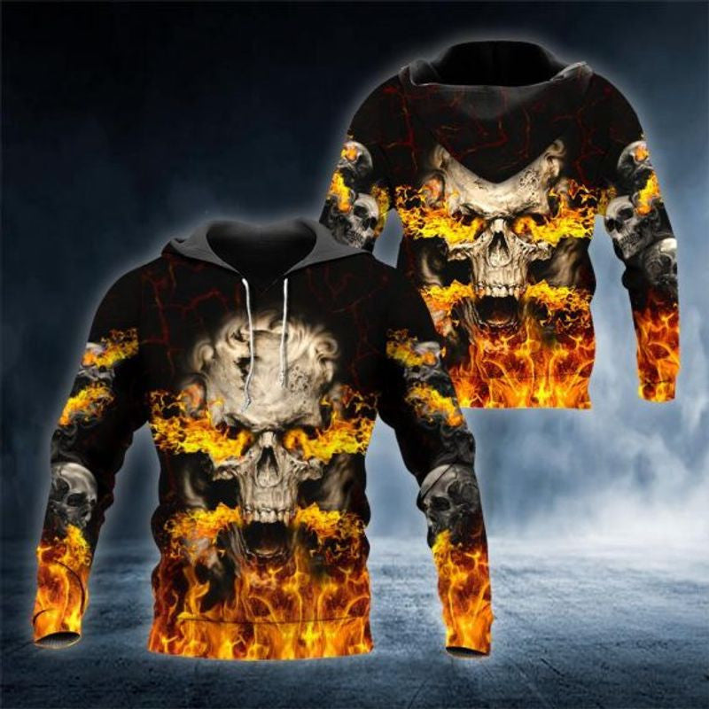 Bikergod Motorcycle Fire Ghost Skull Rider  Hoodie Design 3D Full Printed Sizes S - 5XL - NAQA207